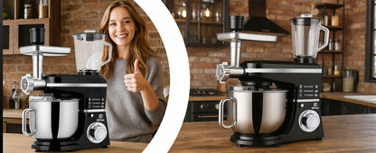 Planetinis virtuvės robotas RETOO CookMaster 5in1, 3200W, su dubeniu, trintuvu ir mėsos malūnėliu