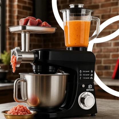 Planetinis virtuvės robotas RETOO CookMaster 5in1, 3200W, su dubeniu, trintuvu ir mėsos malūnėliu