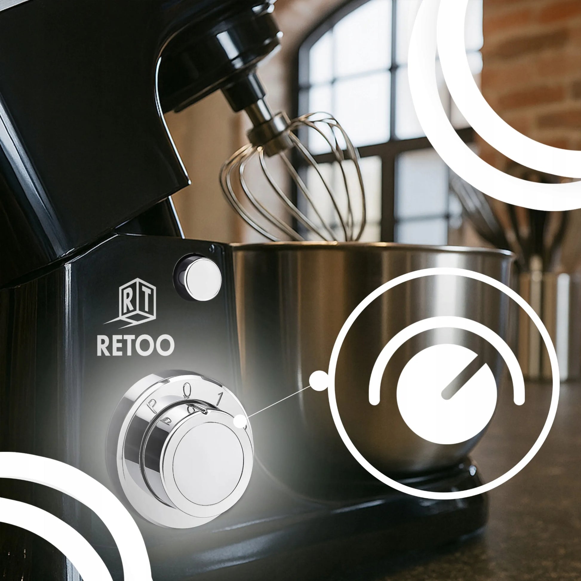 Planetinis virtuvės robotas RETOO CookMaster 5in1, 3200W, su dubeniu, trintuvu ir mėsos malūnėliu