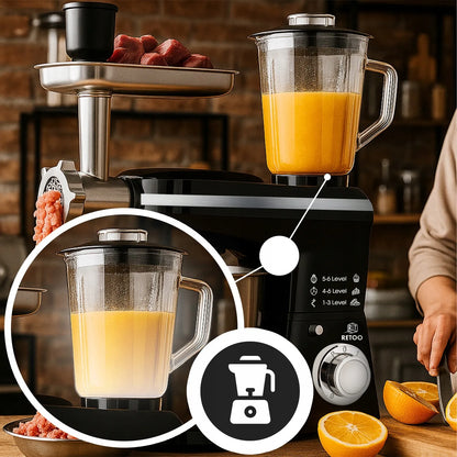 Planetinis virtuvės robotas RETOO CookMaster 5in1, 3200W, su dubeniu, trintuvu ir mėsos malūnėliu