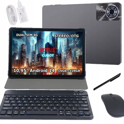 Planšetinis kompiuteris Cubot TAB70 10,95" 6 GB / 128 GB SIM 4G pilkas su klaviatūra, pele ir dėklu