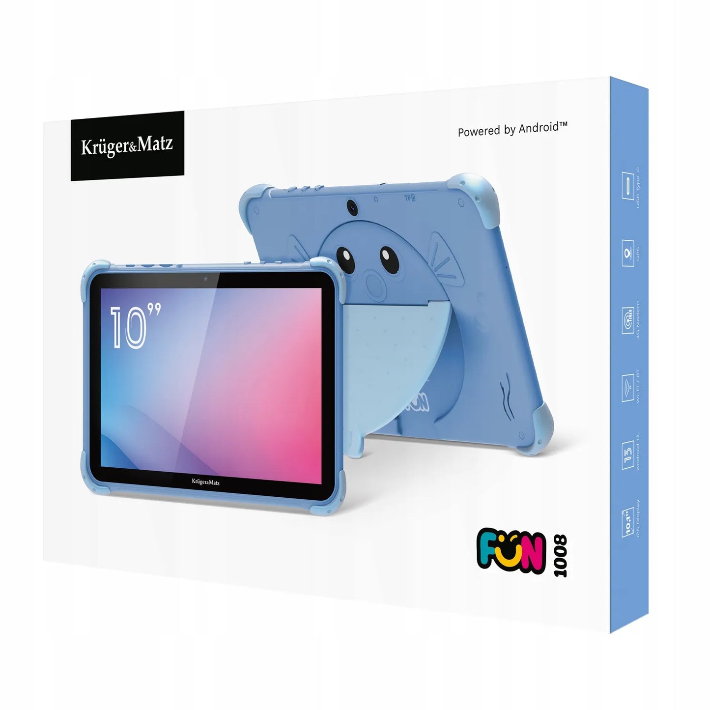 Planšetinis kompiuteris vaikams Kruger&Matz 10,1" FUN 1008 4/64GB LTE WiFi GPS Android 13
