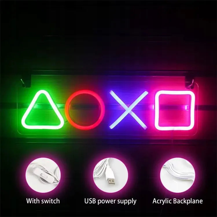 Playstation Ikons LED neoninė lempa, didelė 42 cm x 12,5 cm