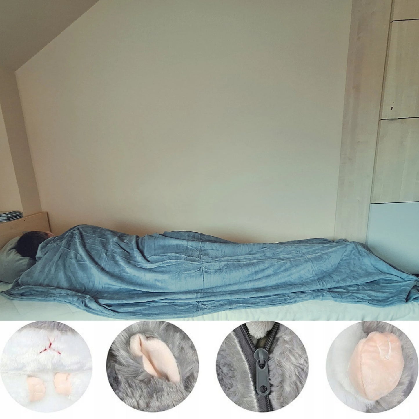 Pledu meškiukas žiurkėnas pilkas pliušinis žaislas pagalvė pledukas vaikiški žaislai
