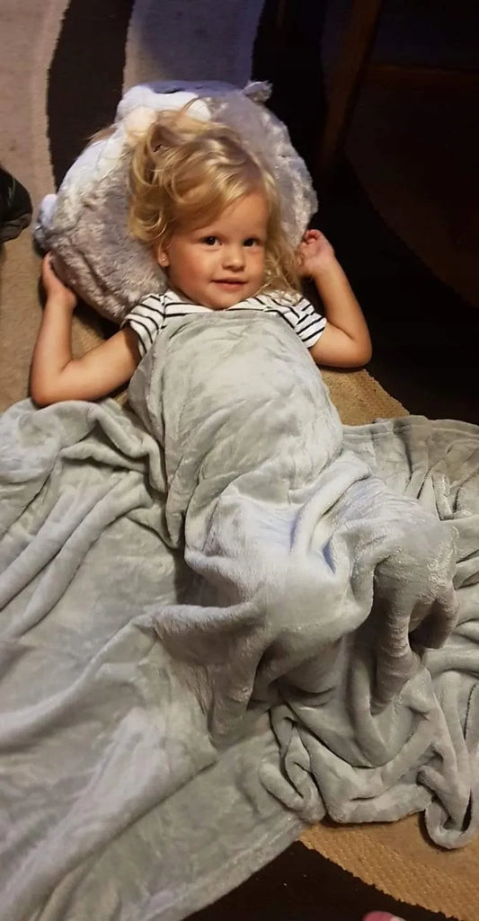 Pledu meškiukas žiurkėnas pilkas pliušinis žaislas pagalvė pledukas vaikiški žaislai