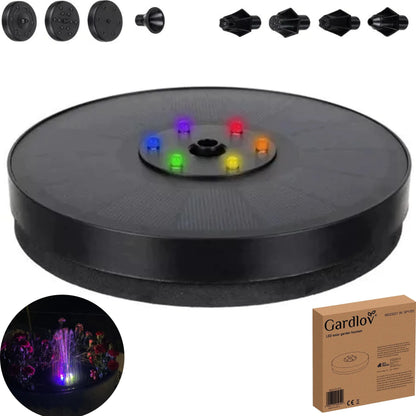 Plūduriuojantis saulės energijos sodo fontanas LED RGB 3W, 180 l/h tvenkiniams