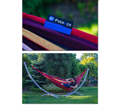POTENZA hamakas su stovu: „Grande“ cinkuotas rėmas 220 kg + hamakas „Singa“ 220x160