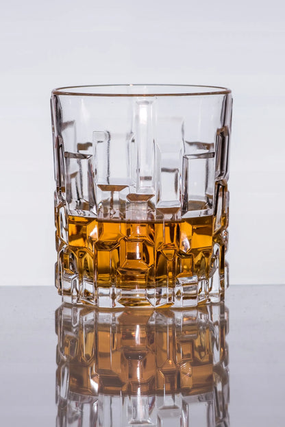 Prabangios krištolinės viskio stiklinės Etna RCR 330 ml 6 vnt. storu dugnu
