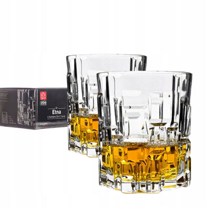 Prabangios krištolinės viskio stiklinės Etna RCR 330 ml 6 vnt. storu dugnu