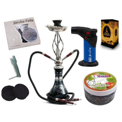 Pradinis Shisha Oasis Rasha kaljano rinkinys, 2 žarnos, 51 cm, su priedais