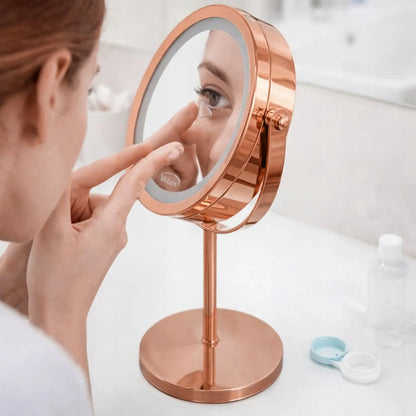 PREMIUM kosmetinis makiažo veidrodis Volan, 10x didinantis, su LED apšvietimu