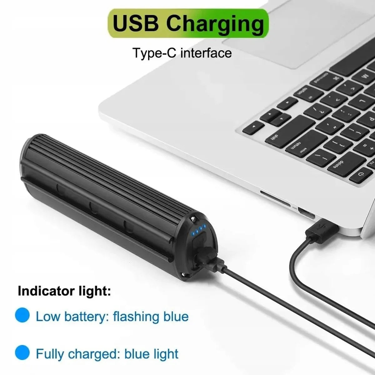 Priekinis dviračio žibintas, galingas apšvietimas – 4 režimai, Cree, USB-C