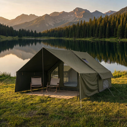 Pripučiama stovyklavimo ir glampingo palapinė Boste AirCab, 4 vietos, su prieangiu ir pompa