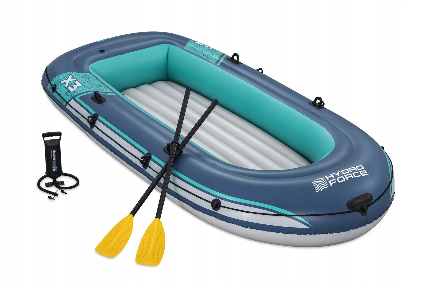Pripučiama valtis Bestway Hydro-Force Trek X3 su irklais ir pompa, 3 asmenims