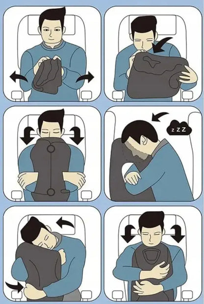 Pripučiama veliūrinė kelioninė pagalvė lėktuvui po smakru, skirta patogiam poilsiui