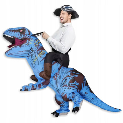 Pripučiamas T-REX dinozauro raitelio kostiumas, mėlynas, suaugusiesiems, 65#