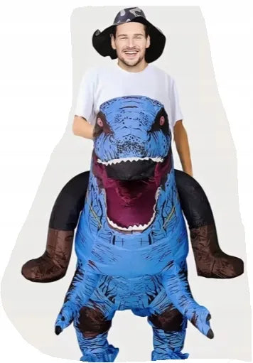 Pripučiamas T-REX dinozauro raitelio kostiumas, mėlynas, suaugusiesiems, 65#