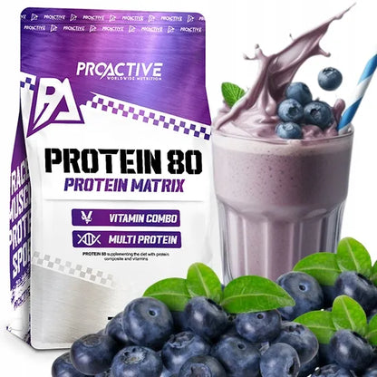 „ProActive Protein 80“ išrūgų baltymų mišinys su vitaminais, mėlynių skonio, 700 g