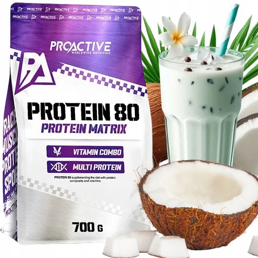 „ProActive Protein 80“ WPC baltymų papildas su vitaminais C ir B, kokosų skonio, 700 g