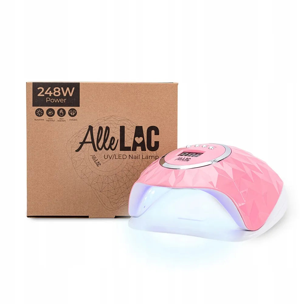 Profesionali AlleLac Y13 248 W UV/LED nagų lempa hibridiniam manikiūrui, rožinė
