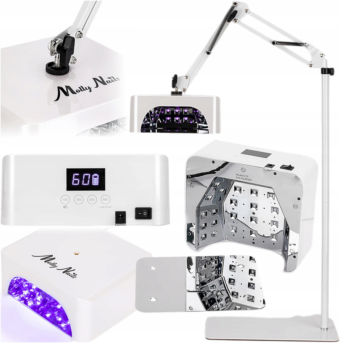 Profesionali veidrodinė UV/LED lempa MOLLY NAILS V10BAT 36 W hibridiniam lakui