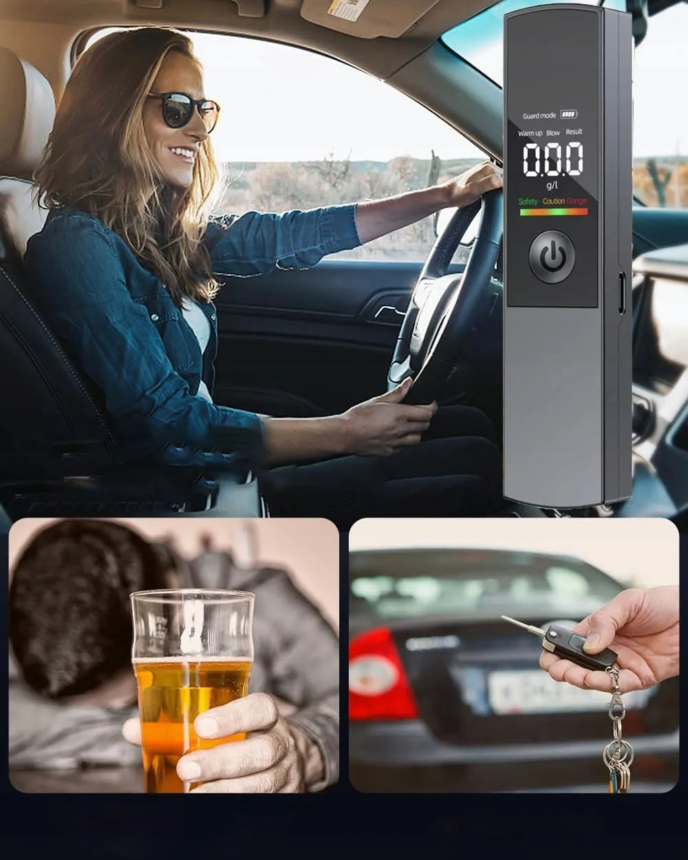 Profesionalus bekontaktis alkotesteris su LCD ekranu, tikslus, skaitmeninis