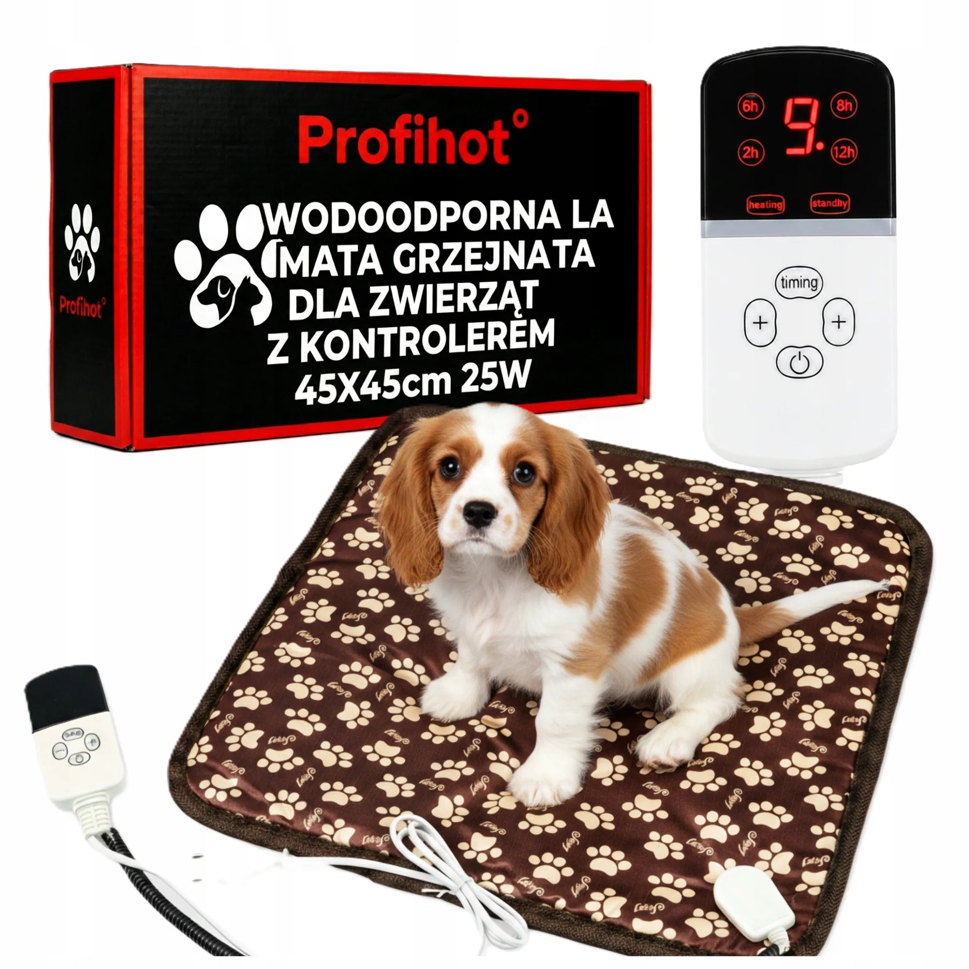 profiHOT 45x45 25W šildantis kilimėlis šunims ir katėms su reguliatoriumi