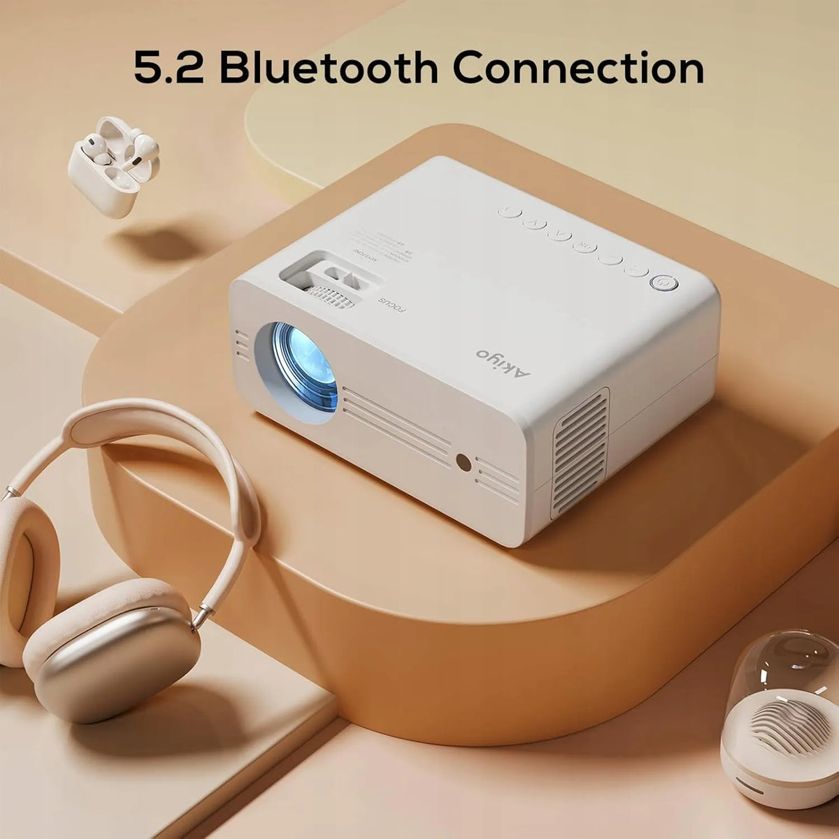 Projektorius AKIYO O7, 4K, Bluetooth 5.2, 5G Wi-Fi, HDMI, 16 000 lm, su stovu
