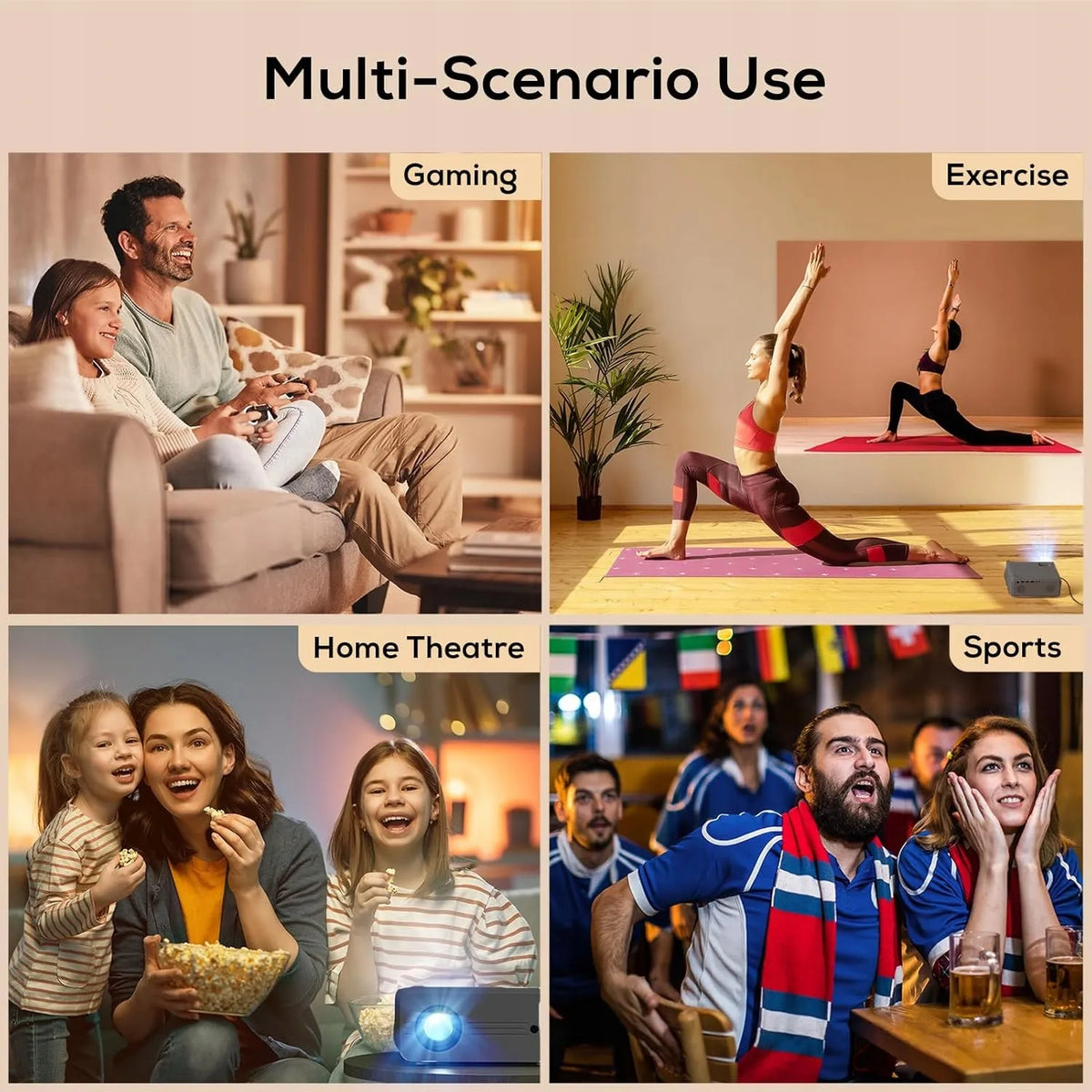 Projektorius AKIYO O7, 4K, Bluetooth 5.2, 5G Wi-Fi, HDMI, 16 000 lm, su stovu
