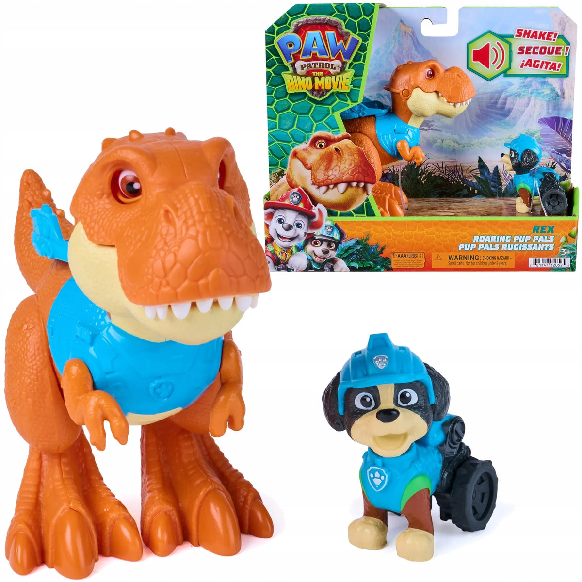 „Psi Patrol“ ir dinozaurai: Reksas su interaktyviuoju T-Rexu „Pup Pals“, 13 cm