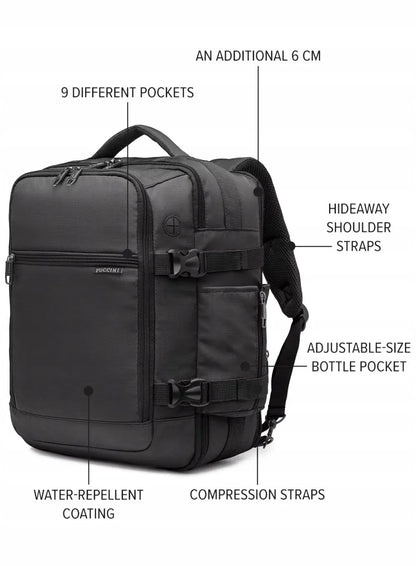 Puccini kelioninė kuprinė į lėktuvą Easy Pack Plus M - juoda