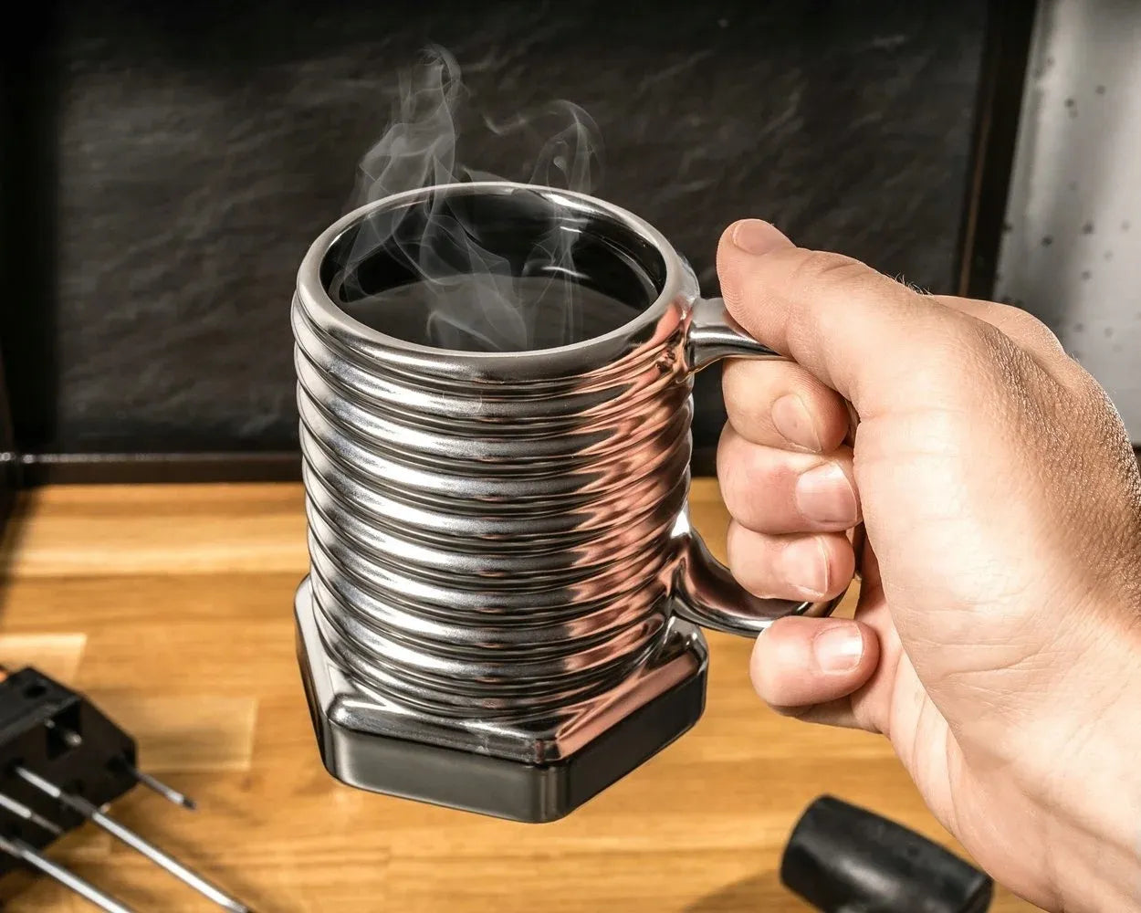 Puodelis varžtas sidabrinis 360ml dovana meistrui mechanikui tėčiui