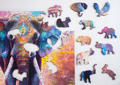 „Puzzled“ medinė dėlionė „Dramblys“, 145 dalių, MDF, unikalios formos