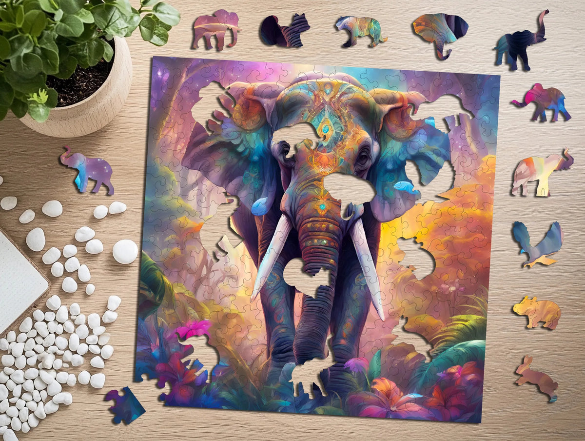 „Puzzled“ medinė dėlionė „Dramblys“, 145 dalių, MDF, unikalios formos