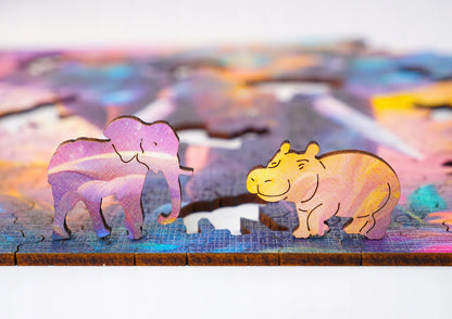 „Puzzled“ medinė dėlionė „Dramblys“, 145 dalių, MDF, unikalios formos