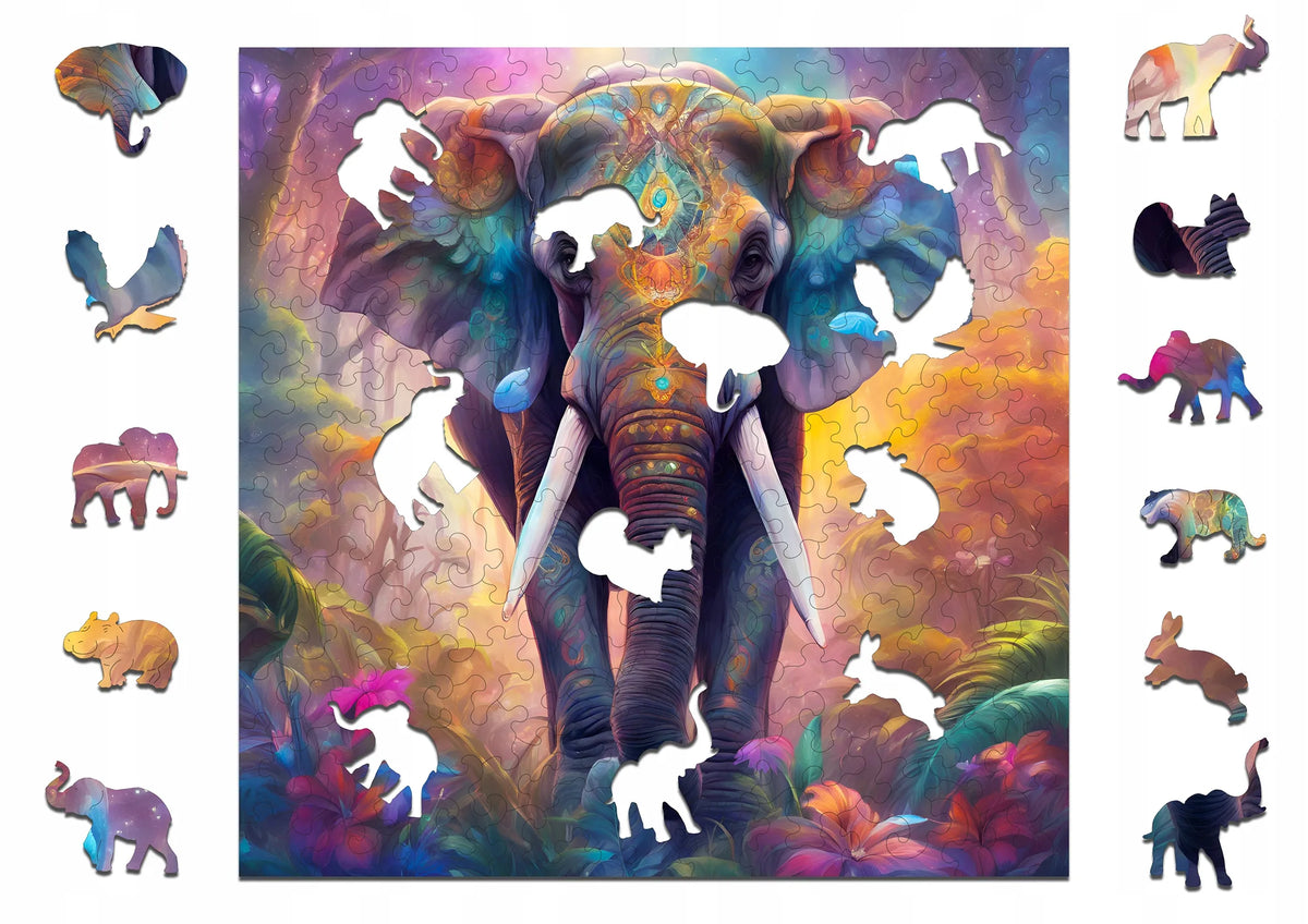„Puzzled“ medinė dėlionė „Dramblys“, 145 dalių, MDF, unikalios formos
