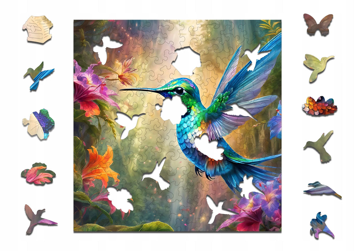 „Puzzled“ medinė dėlionė „Kolibris“, 145 det., eko-HDF, unikalios formos