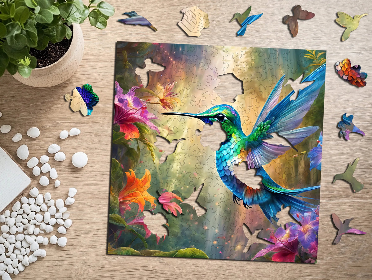 „Puzzled“ medinė dėlionė „Kolibris“, 145 det., eko-HDF, unikalios formos