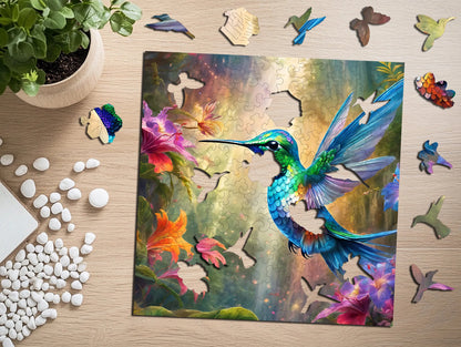 „Puzzled“ medinė dėlionė „Kolibris“, 145 det., eko-HDF, unikalios formos