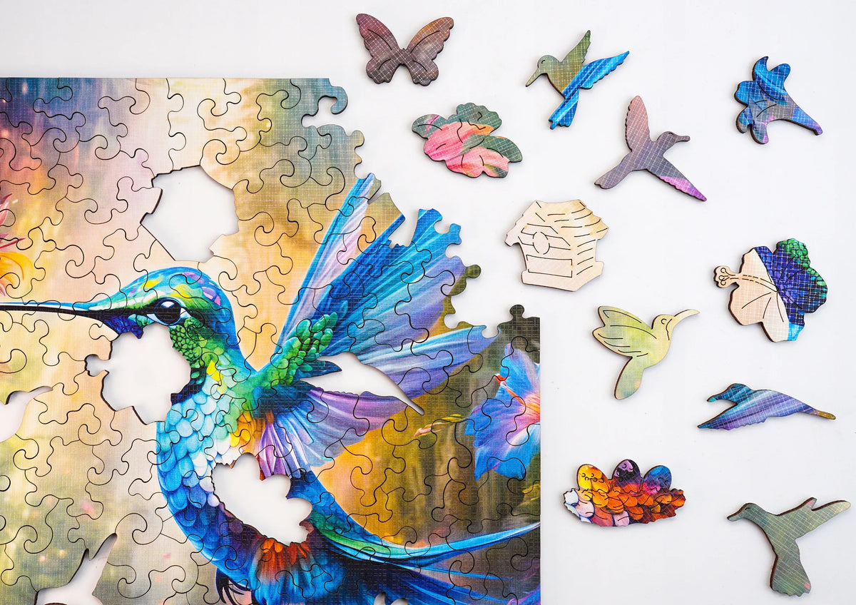 „Puzzled“ medinė dėlionė „Kolibris“, 145 det., eko-HDF, unikalios formos
