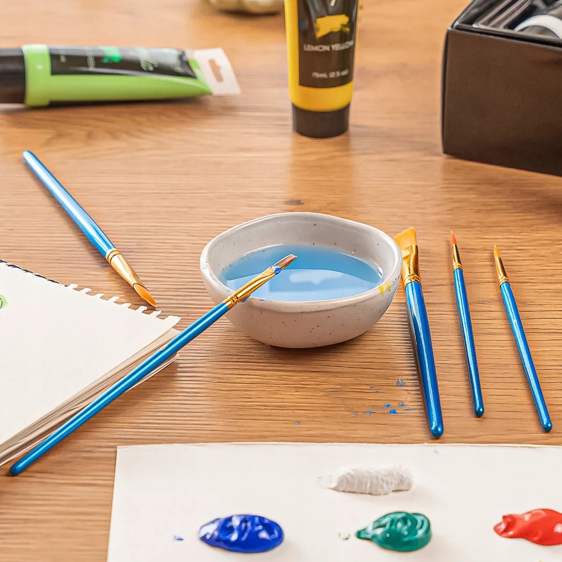 Ragi meninių tapybinių teptukų rinkinys, 10 nailoninių teptukų
