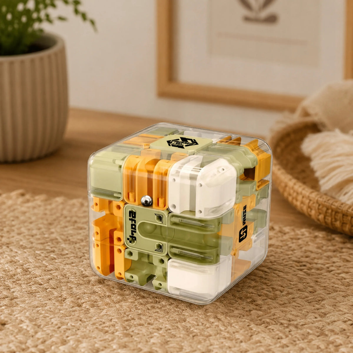 „Ramiz Cube Maze 3D“ loginis kubelis su labirintu ir metaliniu rutuliuku vaikams