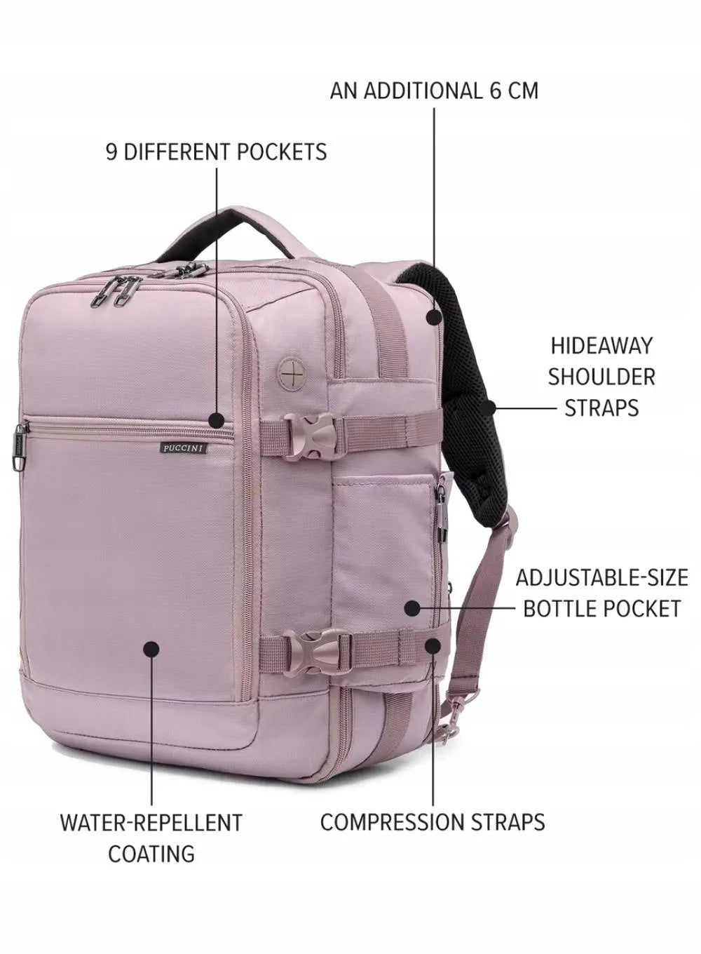 Rankinio bagažo kuprinė Puccini Easy Pack Plus M – rožinė