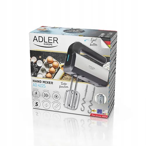 Rankinis mikseris virtuvinis robotas 800W turbo 5 greičiai Inox