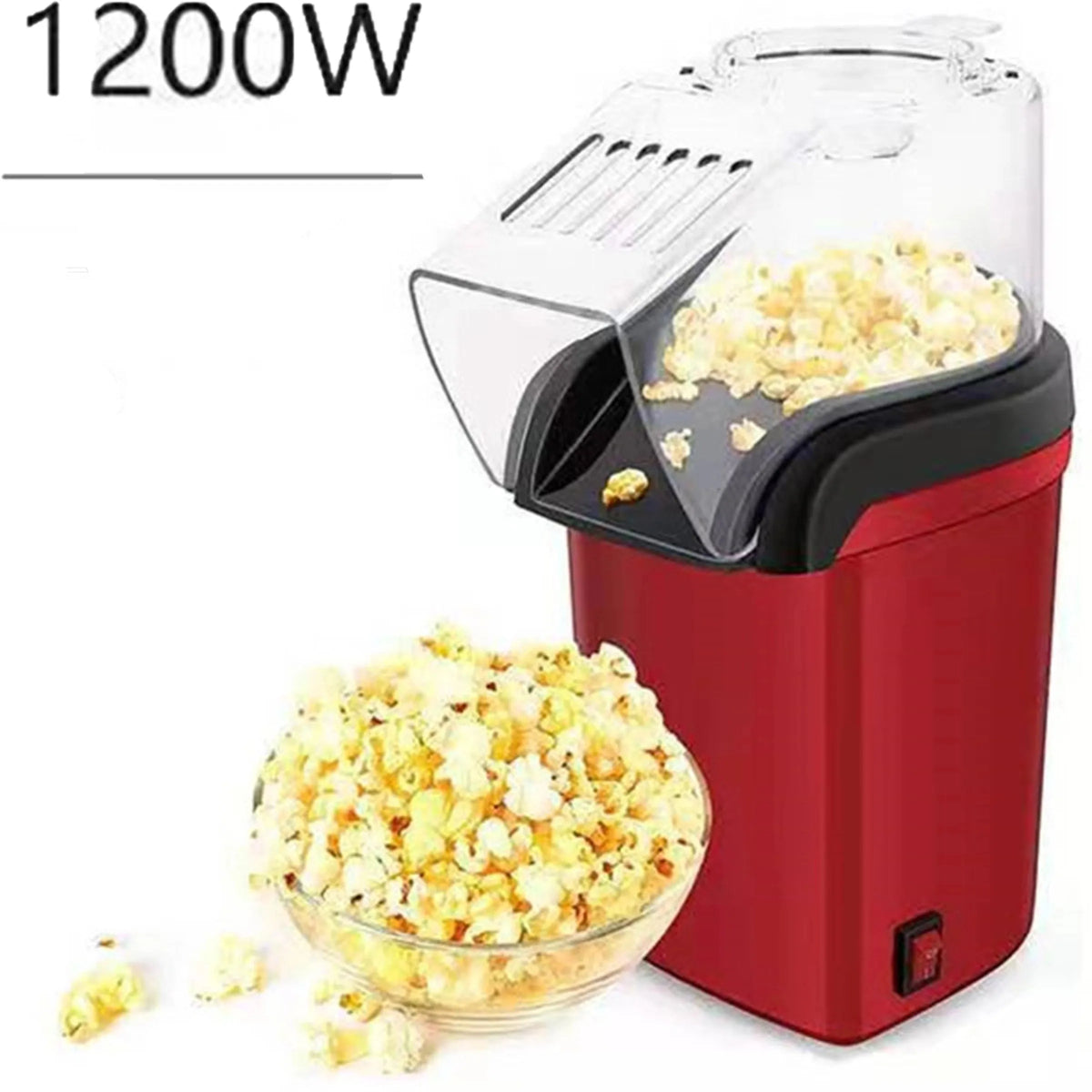 Raudonas spragėsių aparatas be aliejaus, 1200 W
