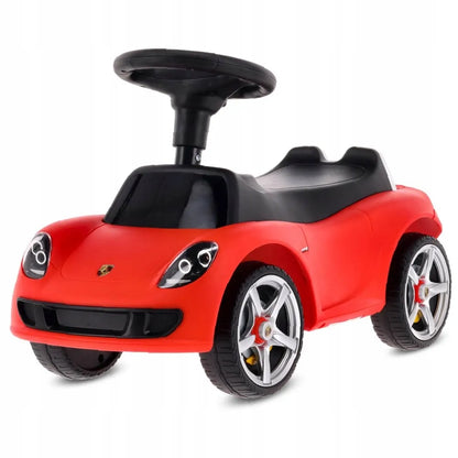 Raudonas vaikiškas paspirtukas-automobiliukas „Porsche Carrera GT“ su šviesomis, „Sun Baby“