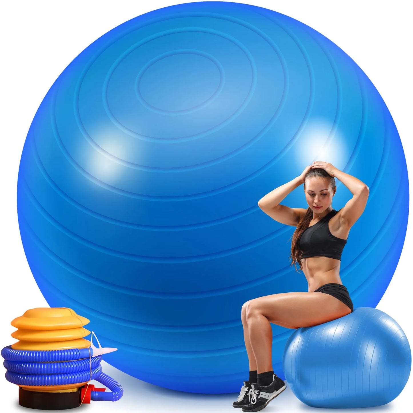 Reabilitacinis gimnastikos kamuolys 65 cm, fitnesui ir jogai, su pompa