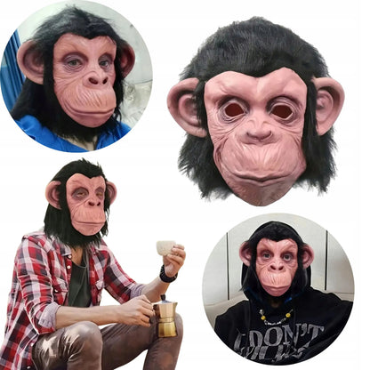 Realistinė beždžionės kaukė šimpanzė gorila cosplay Helovino kostiumas