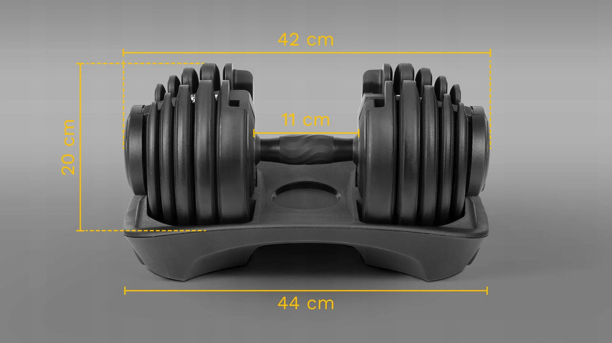 REBEL Active RBA-2303 reguliuojamas ketaus hantelis su gumine rankena, 2,5–24 kg