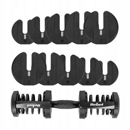 REBEL Active RBA-2303 reguliuojamas ketaus hantelis su gumine rankena, 2,5–24 kg